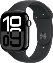 Умные часы Apple Watch Series 10 46 мм (алюминиевый корпус, черный/черный, спортивный силиконовый ремешок S/M)