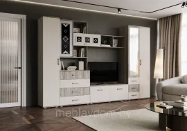 Гостиная Белла - Комплект 2 - Дуб Крафт серый/Кашемир (3,2м)