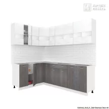 Готовая кухня Кортекс-мебель Корнелия ЭКСТРА угловая 1,5х2,3 без столешницы Белый / Берёза