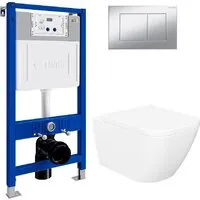 Унитаз подвесной Lauter Nuremberg 21811 21901001 (белый, с кнопкой смыва 219703J сатин)