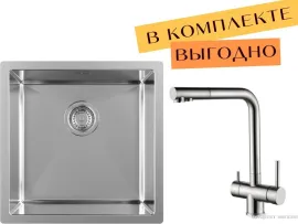 Кухонная мойка ZorG ZRN 4545 Premium cмеситель Argos Premium Satin