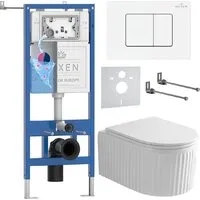 Унитаз подвесной Roxen Royal Matt в комплекте с инсталляцией StounFix Dual Fresh 6 в 1 868649 (кнопка брашированное золото)