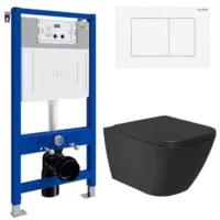 Унитаз подвесной с инсталляцией Lauter Nuremberg 21811B 21901002 (черный, с кнопкой 219702J белый)