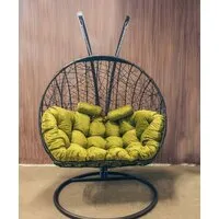 Подвесное кресло Craftmebel Кокон Дабл (черный/зеленый вельвет)