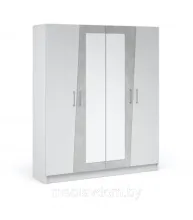 Шкаф Антария четырехдверный с зеркалами Белый жемчуг/Ателье светлый