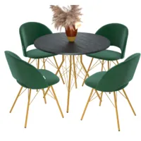 Обеденная группа Sheffilton SHT-DS249 (каменный уголь/лиственно-зеленый/золото)