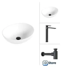 Умывальник Lauter 21652 Reef 21CK8678BS с сифоном 21635B (черный матовый)