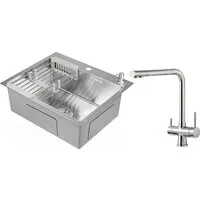 Кухонная мойка Saniteco 6050 Line 21АМ62311 (с сифоном, дозатором и коландером)