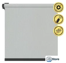 Рулонная электроштора НеоФьюжен Оливия 220х250 левая (серый, черная фурнитура)