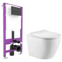 Унитаз подвесной с инсталляцией Triton Pro Tornado Verso TR-VO-1832 Pro EVO815N Pro EVO (с сиденьем, с кнопкой, черный, матовый)