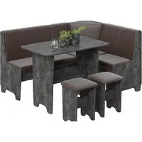 Обеденная группа Трия Техас исп. 1 (ателье темный/экокожа коричневый)