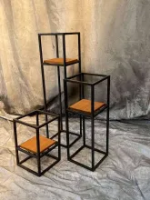 Цветочница из металла и дерева "Виток Трио " (3 элемента)