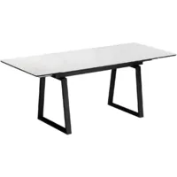 Обеденный стол Notta Джек 140/200x80 (белый мрамор/черный)