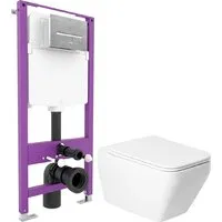 Унитаз подвесной Saniteco KW-9010W Triton Pro EVO815N (с кнопкой хром)