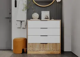 Комод Ивис КМ-001 - Дуб Крафт золотой/Белый гладкий (МК Стиль)