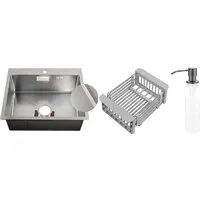 Кухонная мойка Schtoff Best Decor Silver 6050 коландер KR-1 GREY дозатор SD-1 GREY