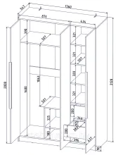 Шкаф комбинированный Концепт КТ-Ш3 (Глосс) 1,36м.