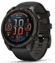 Умные часы Garmin Fenix 8 Sapphire, Titanium 47мм (угольно-черный DLC, пепельно-черный силиконовый ремешок)