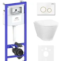 Унитаз подвесной Lavinia Boho Relfix Elegant Rimless 6 в 1 87561083 (белый/золотой пластик)