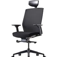 Офисное кресло Bestuhl J1 Black Pl с подголовником и подлокотником (черная сетка/черная ткань)