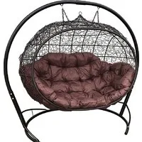 Подвесной диван M-Group Улей 11210405 (черный ротанг/коричневая подушка)