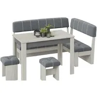 Обеденная группа Трия Альфа (дуб крафт белый/антрацит/велюр серый)