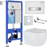 Унитаз подвесной Roxen Porto One Rimless 6 в 1 StounFix Dual Fresh 636623 (белое стекло)