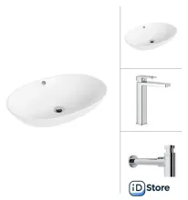 Умывальник Lauter 21709 Cascade 21СК0655C с сифоном 21635CH (хром)