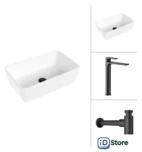 Умывальник Lauter 21674A Reef 21CK8678BS с сифоном 21635B (черный матовый)