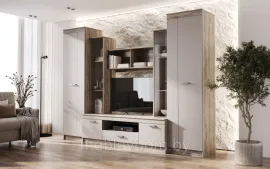 Гостиная Атлантида 6 - Дуб Крафт серый/Кашемир 3м.