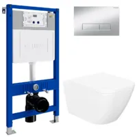 Унитаз подвесной с инсталляцией Lauter Nuremberg 21811 21901002 (белый, с кнопкой смыва 219703HD сатин)