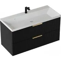 Мебель для ванных комнат Vela Тумба под умывальник Vela Волна 100П под Classica (черный мат) золото хекси TU2285