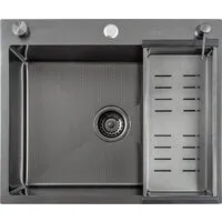Кухонная мойка Futur FK 5550 Eco Embossing Pop-up Standart (Black Nano)