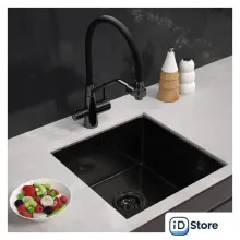 Кухонная мойка ARFEKA ECO AR 450450 BLACK PVD NANO DECOR MILLET GRAINS