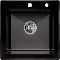 Кухонная мойка ARFEKA ECO AR 500500 GS BLACK GLASS BLACK PVD NANO