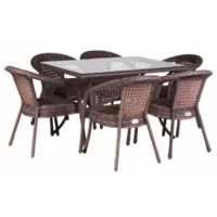 Обеденная группа AIKO Deco 6 PLUS с прямоугольным столом 7034П шоколад