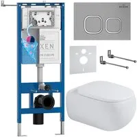 Унитаз подвесной Roxen Titan в комплекте с инсталляцией StounFix Dual Fresh 6 в 1 967221 (кнопка хром матовая)