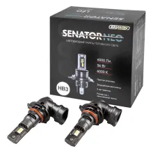 Автолампа диод HB3 (9005) P20d 12V 56W 6000Лм SKYWAY компактвент SENATOR NEO 6000К, Белая комп.2шт