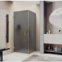Душевой уголок MaybahGlass 90x90x195 / MGY-1307-3 (графитовое матовое стекло/золото)