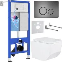 Унитаз подвесной Roxen Boro One Rimless 6 в 1 StounFix Dual Fresh 632475 (оружейная сталь/металл)