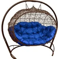 Подвесной диван M-Group Улей 11210210 (коричневый ротанг/синяя подушка)