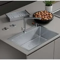 Кухонная мойка Roxen Simple 560220-70 сатин (с коландером и дозатором)