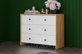 Комод NN Мебель (МС Дольче К) 3 ящика Дуб Золотой/Белый