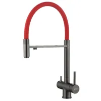 Смеситель ZorG Asgard Premium PVD GunblackRed hose