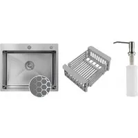 Кухонная мойка Schtoff Best Decor Silver 5550 коландер KR-1 GREY дозатор SD-1 SILVER