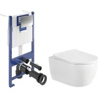 Унитаз подвесной Saniteco Rimless R-209W Villeroy Boch Viconnect Pro S 92122869 (кнопка хром)