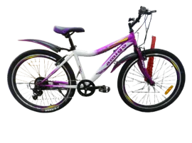Велосипед детский Nicole 26 бело-сиреневый, V-brake (7 скоростей, Original SHIMANO SL-TX50-7R/TZ31)