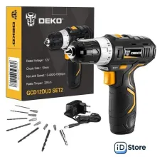 Дрель-шуруповерт Deko GCD12DU3 SET 2 063-4146 (с 1-им АКБ, набор оснастки)