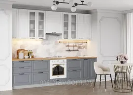 Кухня Гарда 3.0м - Белый Эмалит/Серый Эмалит (ДСВ Мебель)