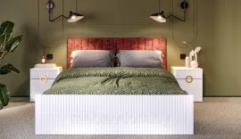 Спальня Миа Кровать 160 МИ с ламелями Белый/Золото
